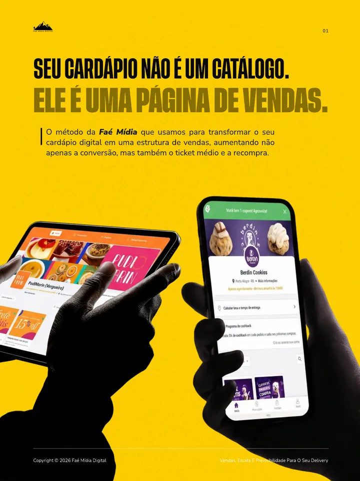 Capa do guia Cardápio de Performance: Seu cardápio não é um catálogo. Ele é uma página de vendas.