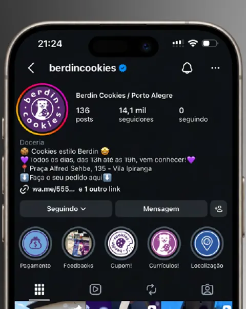 Perfil do Instagram da Berdin Cookies