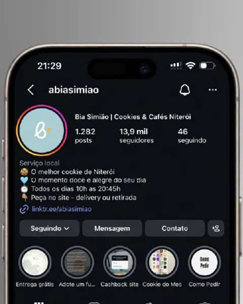 Perfil do Instagram da Bia Simião