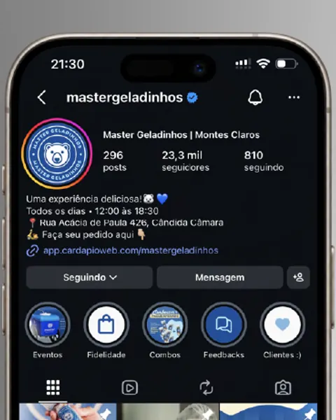 Perfil do Instagram da Master Geladinhos