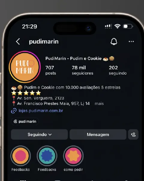 Perfil do Instagram da PudiMarin