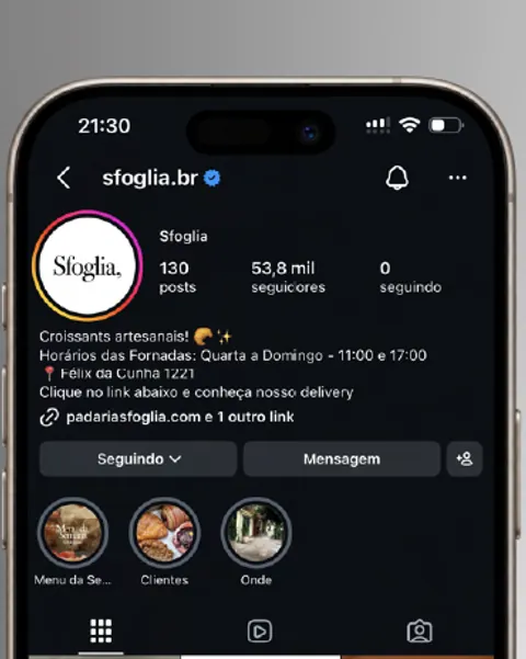 Perfil do Instagram da Sfoglia
